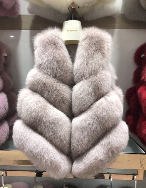 Tatyana Furclub Girl Fur Vest Real Natural Fox Fur Vest Coat Real Women Jacket  Real Fox Fur Jacket Fashion Warm Girl Fur