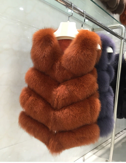 Tatyana Furclub Girl Fur Vest Real Natural Fox Fur Vest Coat Real Women Jacket  Real Fox Fur Jacket Fashion Warm Girl Fur