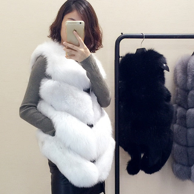 Tatyana Furclub Girl Fur Vest Real Natural Fox Fur Vest Coat Real Women Jacket  Real Fox Fur Jacket Fashion Warm Girl Fur