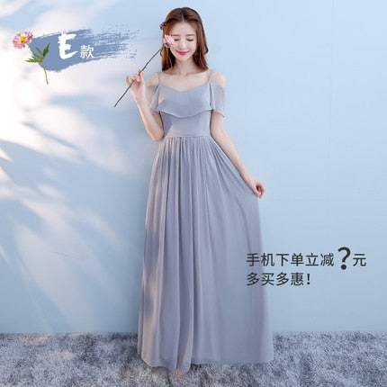 Vestido Longo Pink Bridesmaid Dresses 2018 New Elegant A Line V Neck Grey Long Wedding Party Gown Robe De Demoiselle D'honneur