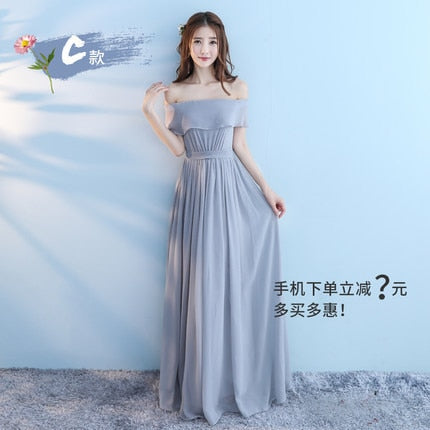 Vestido Longo Pink Bridesmaid Dresses 2018 New Elegant A Line V Neck Grey Long Wedding Party Gown Robe De Demoiselle D'honneur