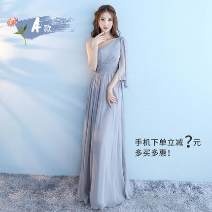 Vestido Longo Pink Bridesmaid Dresses 2018 New Elegant A Line V Neck Grey Long Wedding Party Gown Robe De Demoiselle D'honneur