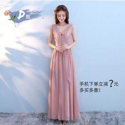 Vestido Longo Pink Bridesmaid Dresses 2018 New Elegant A Line V Neck Grey Long Wedding Party Gown Robe De Demoiselle D'honneur