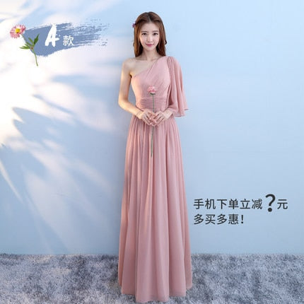 Vestido Longo Pink Bridesmaid Dresses 2018 New Elegant A Line V Neck Grey Long Wedding Party Gown Robe De Demoiselle D'honneur