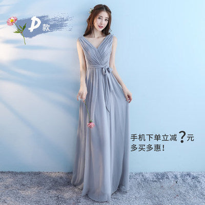 Vestido Longo Pink Bridesmaid Dresses 2018 New Elegant A Line V Neck Grey Long Wedding Party Gown Robe De Demoiselle D'honneur