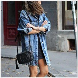 New Denim Jackets Women Hole Boyfriend Style Jean Jacket Denim Loose Spring Autumn Denim Jeans Coats Casacos Feminino G225