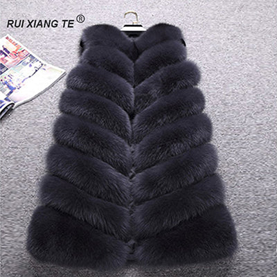 FREE SHIPPING RUI XIANG TE  women real fur vest high quality natural fox fur coat long luxury fox fur vest winter warm outerwear