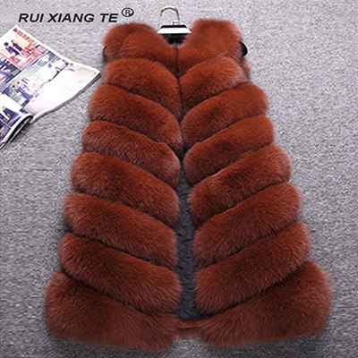 FREE SHIPPING RUI XIANG TE  women real fur vest high quality natural fox fur coat long luxury fox fur vest winter warm outerwear