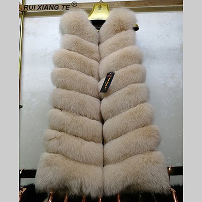 FREE SHIPPING RUI XIANG TE  women real fur vest high quality natural fox fur coat long luxury fox fur vest winter warm outerwear