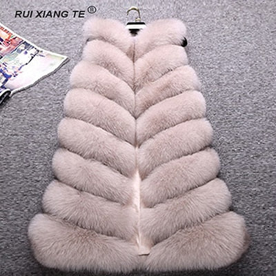 FREE SHIPPING RUI XIANG TE  women real fur vest high quality natural fox fur coat long luxury fox fur vest winter warm outerwear