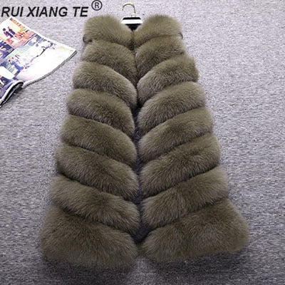 FREE SHIPPING RUI XIANG TE  women real fur vest high quality natural fox fur coat long luxury fox fur vest winter warm outerwear