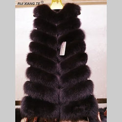 FREE SHIPPING RUI XIANG TE  women real fur vest high quality natural fox fur coat long luxury fox fur vest winter warm outerwear