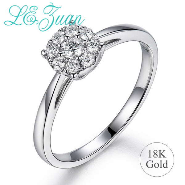 L&zuan 18K Gold Wedding Band Rings for Women Natural 0.21ct Diamonds Rings Engagement Wedding Bridal Fine Jewelry Valentine Gift