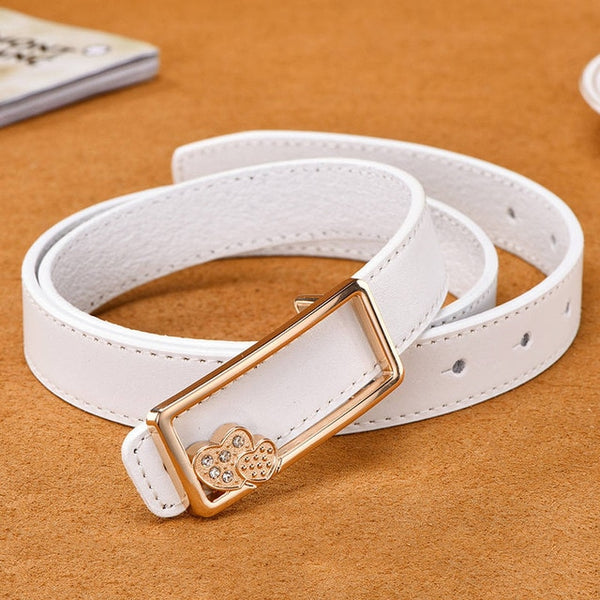 NO.ONEPAUL Ladies fashion leather smooth buckle Belts For Women Jeans Diamond Decorative Buckle Waist Bands 2.4cm Cow Strap