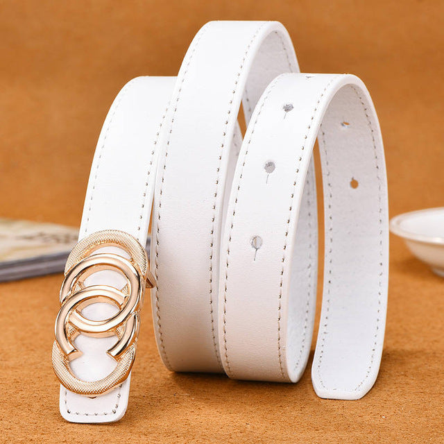 NO.ONEPAUL Ladies fashion leather smooth buckle Belts For Women Jeans Diamond Decorative Buckle Waist Bands 2.4cm Cow Strap