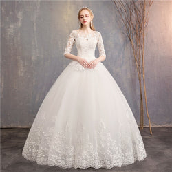 ashion sexy Luxury Lace Illusion Wedding Dress 2018 Vestidos de novia Sweetheart Royal Train 100cm Embroidery Gown half sleeve 7