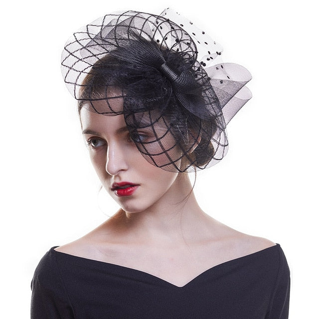 WELROG Fascinators Hat Women Flower Mesh Ribbons Feathers Fedoras Hat Headband or a Clip Cocktail Tea Party Headwewar for Girls