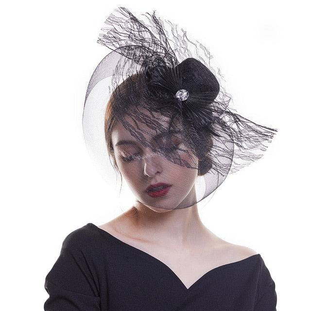 WELROG Fascinators Hat Women Flower Mesh Ribbons Feathers Fedoras Hat Headband or a Clip Cocktail Tea Party Headwewar for Girls