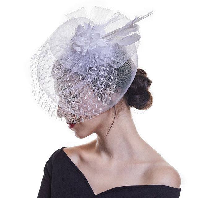 WELROG Fascinators Hat Women Flower Mesh Ribbons Feathers Fedoras Hat Headband or a Clip Cocktail Tea Party Headwewar for Girls