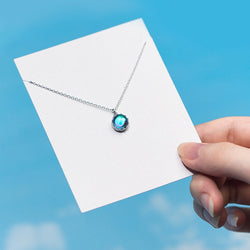 INALIS Hot Sell Unique 925 Sterling Silver Fine Jewelry Round Blue Crystal Pendant Necklace Delicate Girl Birthday Gift Collar