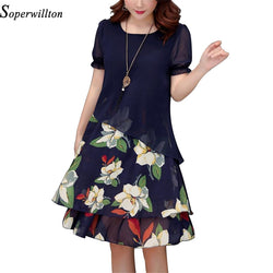 Summer Chiffon Floral Dresses Women 2018 Plus Size Print midi Party Dress For Women Clothing Casual Elegant Dress vestidos #L2