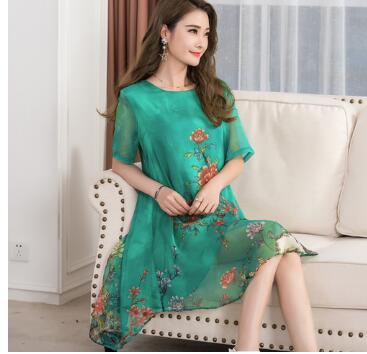 La MaxPa 2019 Women Summer Dress Floral Print Chiffon Dress Casual O-neck Short Sleeve Loose Dresses Long plus size Vestidos