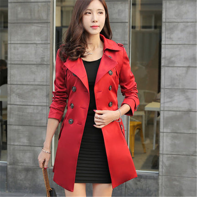 2019 Autumn New Double Breasted Trench Coat Female High Quality Business Outerwear Woman Classic With  Long Trench Coat