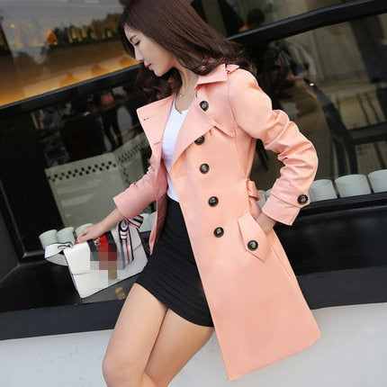 2019 Autumn New Double Breasted Trench Coat Female High Quality Business Outerwear Woman Classic With  Long Trench Coat