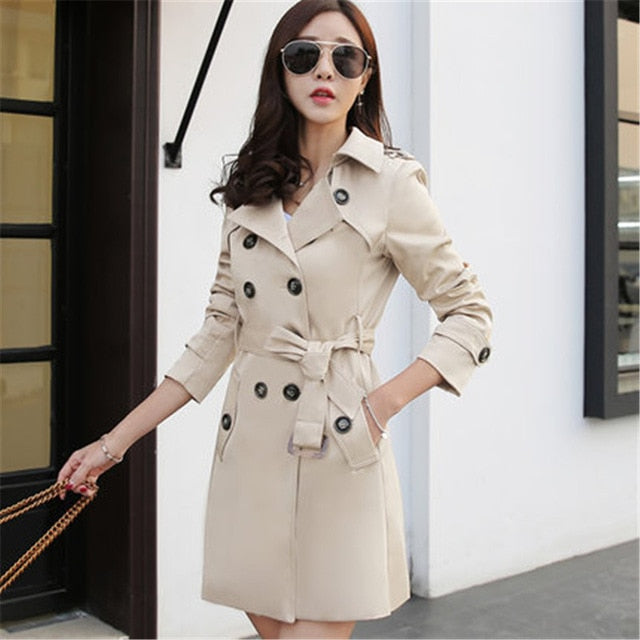 2019 Autumn New Double Breasted Trench Coat Female High Quality Business Outerwear Woman Classic With  Long Trench Coat