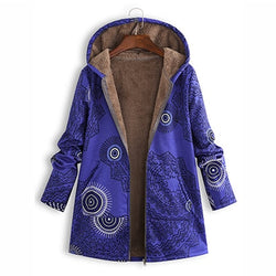 Hoodies Thicken Velvets Print Parka Coats Women Winter Plus Size Liner Parka Pockets Loose Warm Ladies Down Cotton Coat Autumn