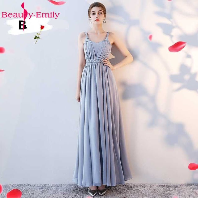 Beauty Emily Light Grey Bridesmaid Dresses 2019 A-line Sweetheart Women Formal Wedding Party Gowns Floor-Length Party Prom Dress