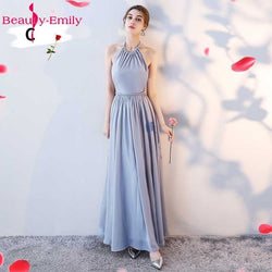 Beauty Emily Light Grey Bridesmaid Dresses 2019 A-line Sweetheart Women Formal Wedding Party Gowns Floor-Length Party Prom Dress