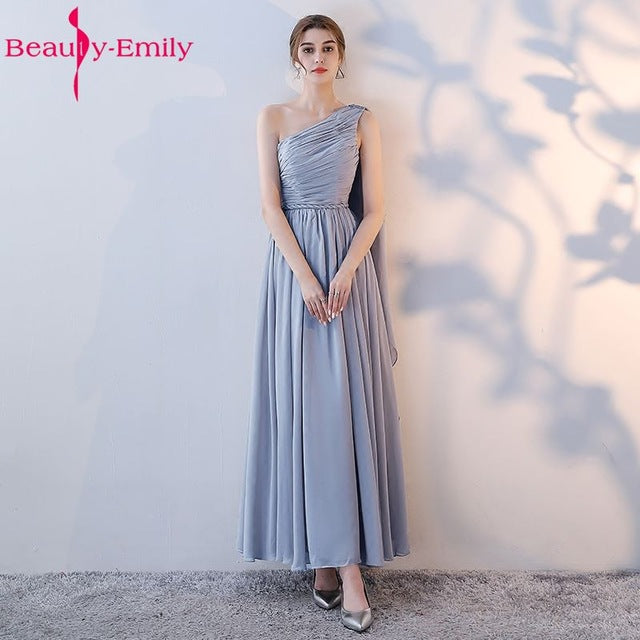 Beauty Emily Light Grey Bridesmaid Dresses 2019 A-line Sweetheart Women Formal Wedding Party Gowns Floor-Length Party Prom Dress