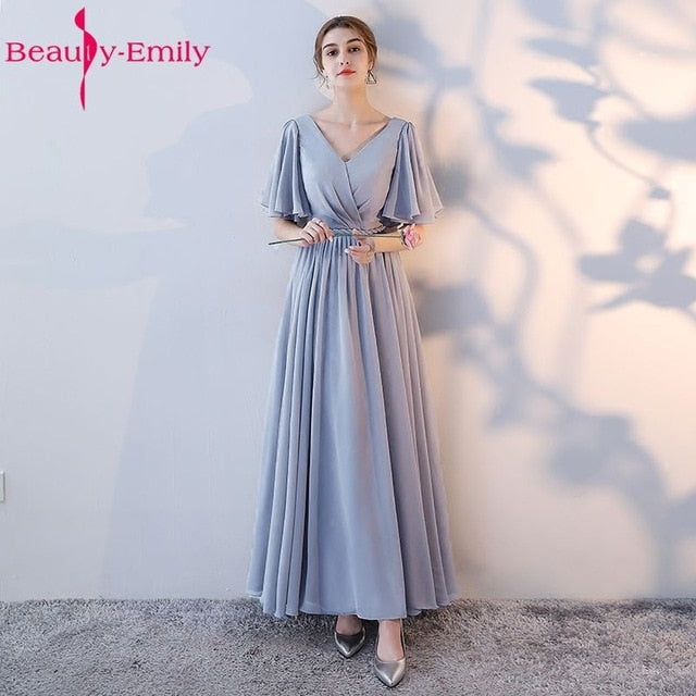 Beauty Emily Light Grey Bridesmaid Dresses 2019 A-line Sweetheart Women Formal Wedding Party Gowns Floor-Length Party Prom Dress