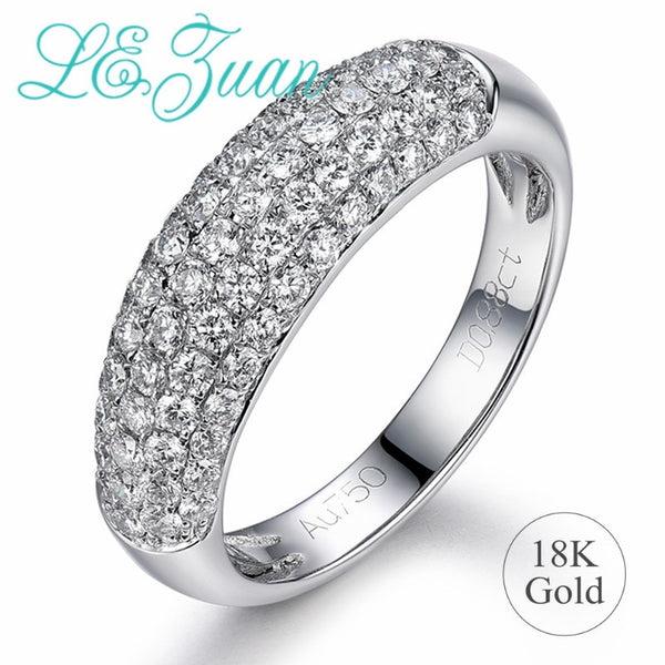 L&zuan Luxury Wedding Bridal 18K Gold Ring for Women 0.88ct Natural Diamonds Rings Female Engagement Fine Jewelry Valentine Gift