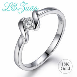 L&zuan 18K Gold Engagement Ring for Woman 0.123ct Natural Diamond Rings Female Wedding Bridal Fine Jewelry Valentines Band Ring