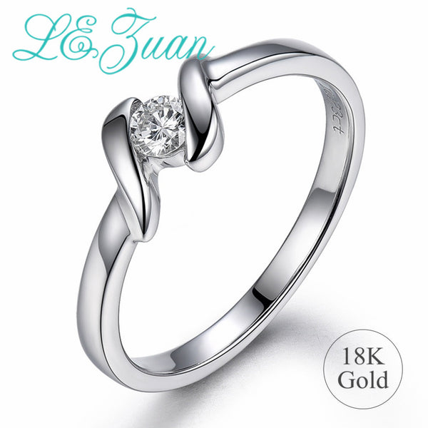 L&zuan 18K Gold Engagement Ring for Woman 0.123ct Natural Diamond Rings Female Wedding Bridal Fine Jewelry Valentines Band Ring