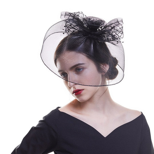 WELROG Fascinators Hat Women Flower Mesh Ribbons Feathers Fedoras Hat Headband or a Clip Cocktail Tea Party Headwewar for Girls