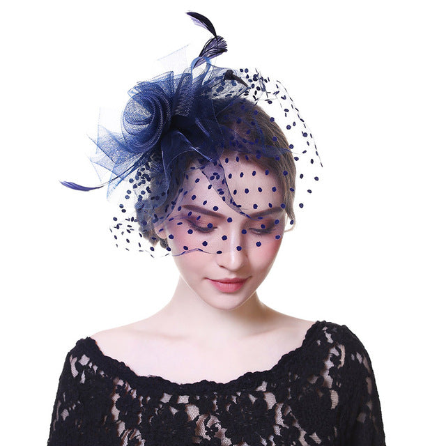 WELROG Fascinators Hat Women Flower Mesh Ribbons Feathers Fedoras Hat Headband or a Clip Cocktail Tea Party Headwewar for Girls