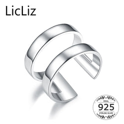 LicLiz 925 Sterling Silver Open Ring Adjustable Double Layers Finger Rings Bands H Solid Ring Plain For Women Men Jewelry LR0305