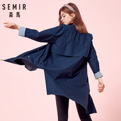 SEMIR Windbreaker Jackets Women Long Jacket 2018 Autumn New Thin Coat Version Loose chic Jacket Letter Embroidery Women Coat