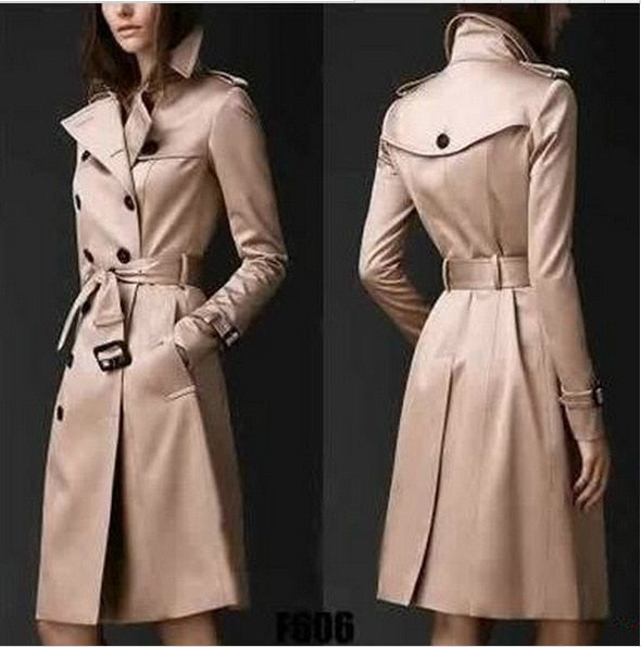 2019 Autumn New Brand Women Trench Coat Long Windbreaker Europe America Fashion Trend Double-Breasted Slim Long Trench Q1534