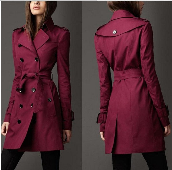 2019 Autumn New Brand Women Trench Coat Long Windbreaker Europe America Fashion Trend Double-Breasted Slim Long Trench Q1534