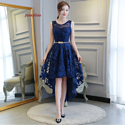 JaneyGao 2019 Short Prom Dresses For Women Elegant Styel Formal Gown Low Hight Dress Front Short Back Long Royal Blue Prom Gown