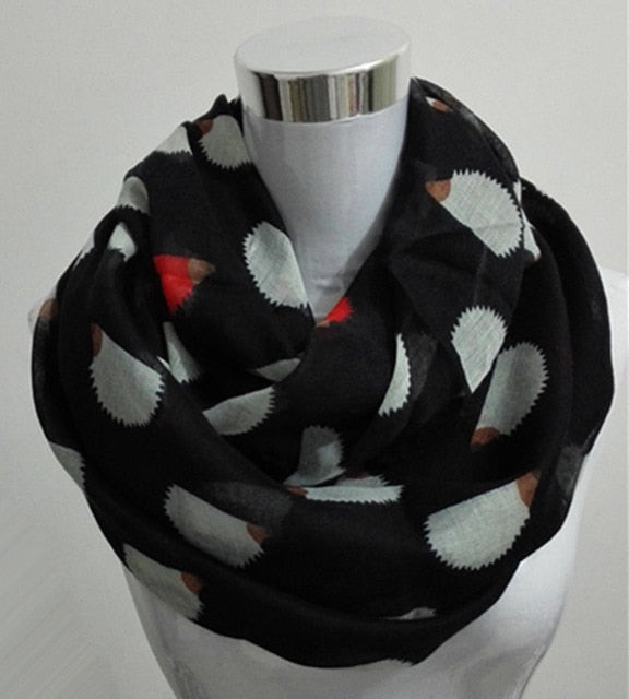 New Women Ladies Fashion Viscose Cotton Hedgehog Print infinity scarf Fashion Animal Scarves Loop scarves ring scarf for women