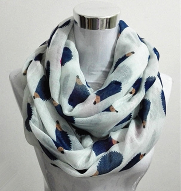 New Women Ladies Fashion Viscose Cotton Hedgehog Print infinity scarf Fashion Animal Scarves Loop scarves ring scarf for women