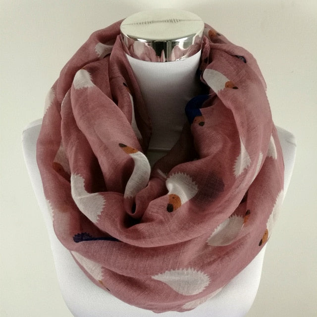 New Women Ladies Fashion Viscose Cotton Hedgehog Print infinity scarf Fashion Animal Scarves Loop scarves ring scarf for women