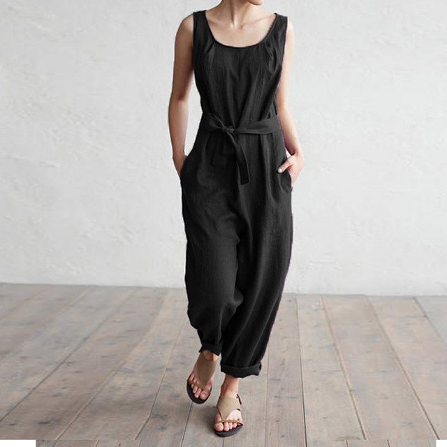 Celmia Elegant  Women Jumpsuit 2019 Summer Office Lady Harem Pants Casual Loose Sleeveless Rompers Plus Size Overalls