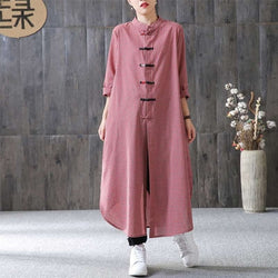 2018 Women Maxi Long Dress ZANZEA Mandarin Collar Long Sleeve Vestido Casual Buttons Kaftan Robe Femme Plus Size Ladies Dresses