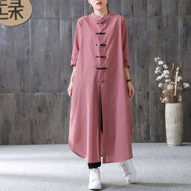 2018 Women Maxi Long Dress ZANZEA Mandarin Collar Long Sleeve Vestido Casual Buttons Kaftan Robe Femme Plus Size Ladies Dresses